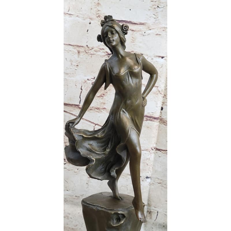 Handmade Detailed Collector Collectible Dancer By Vallet Bronze Sculpture Home