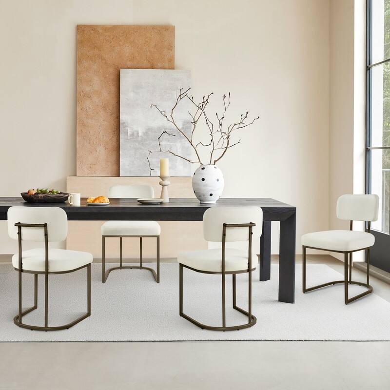 Spruce & Spring Arthur Dining Chair Set with Brass or Black Frame