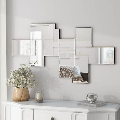 Irregular Wall Mirror Modern Silver Accent Mirror - 47.2"×25.9"