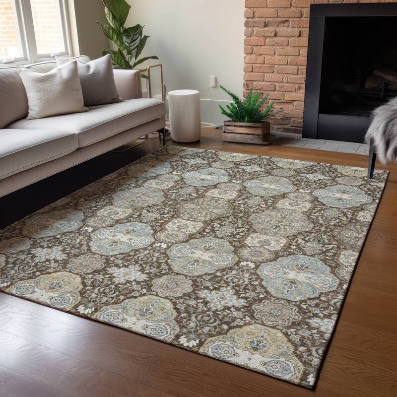 Machine Washable Indoor/ Outdoor Traditional Tracey Chantille Rug