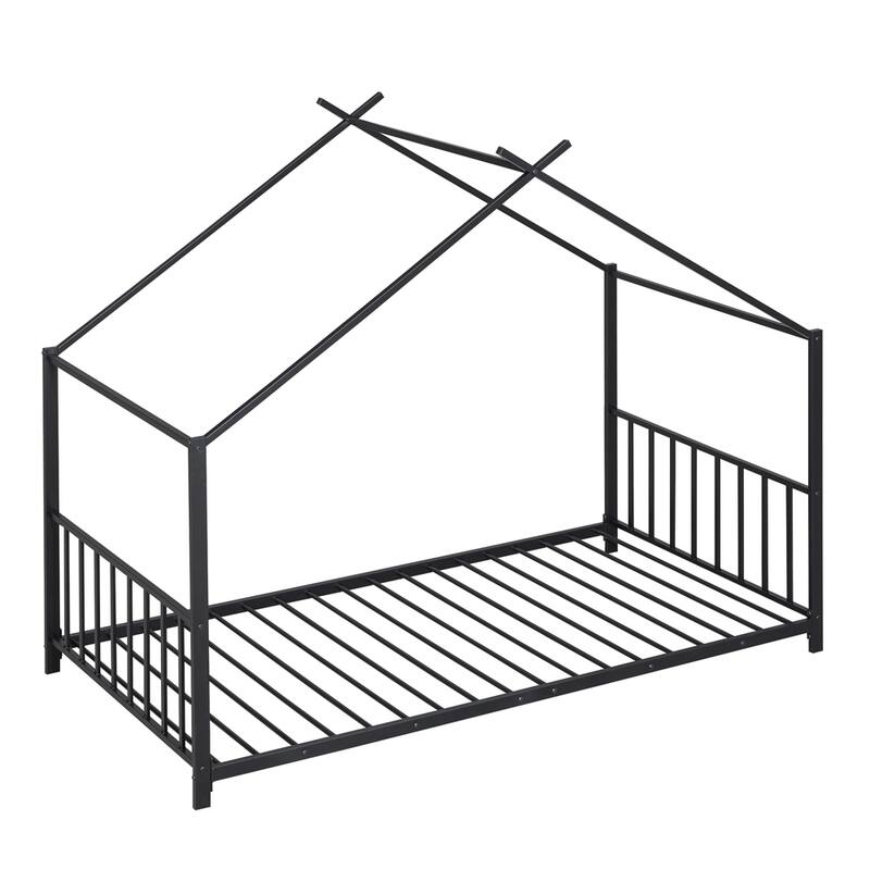 Twin Size Metal House Platform Bed with Legs