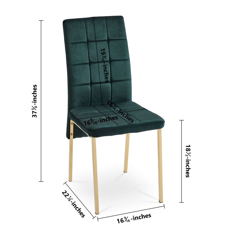 High Back Nordic Dining Chair Modern Fabric Chair with Golden Color Legs Set Of 4