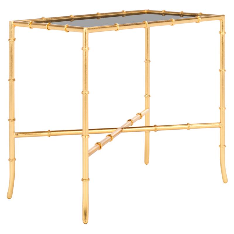 SAFAVIEH Erlinda Hidden Treasures Black Mirrored Glass Gold Accent Table - 23" x 13.7" x 21.1" - 23Wx14Dx21H