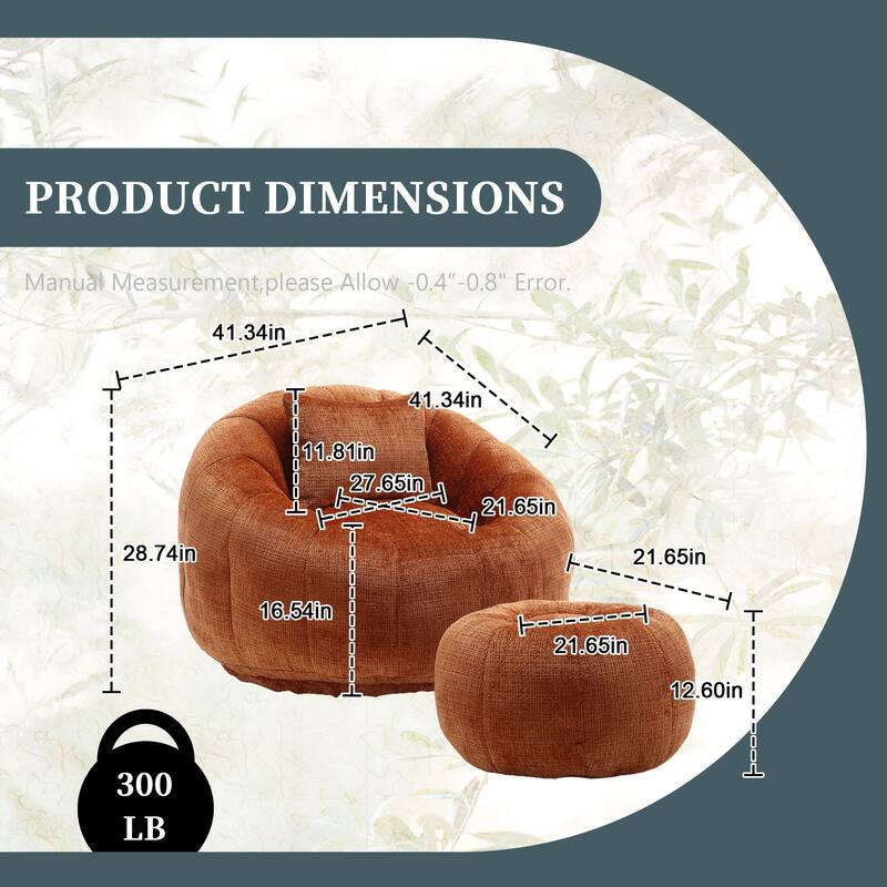 HOMEFUN Comfortable Beanbag sofa, with memory foam filler, can rotate super large round sofa