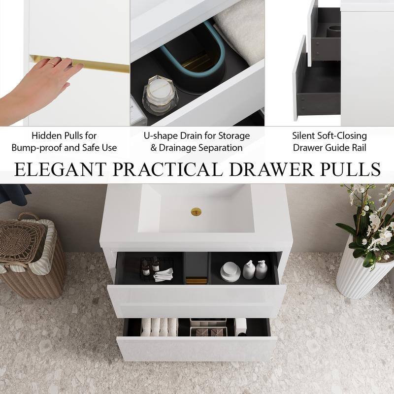 Abruzzo 36" Freestanding Bathroom Vanity with Stone Resin Sink and Two Soft Close Drawers