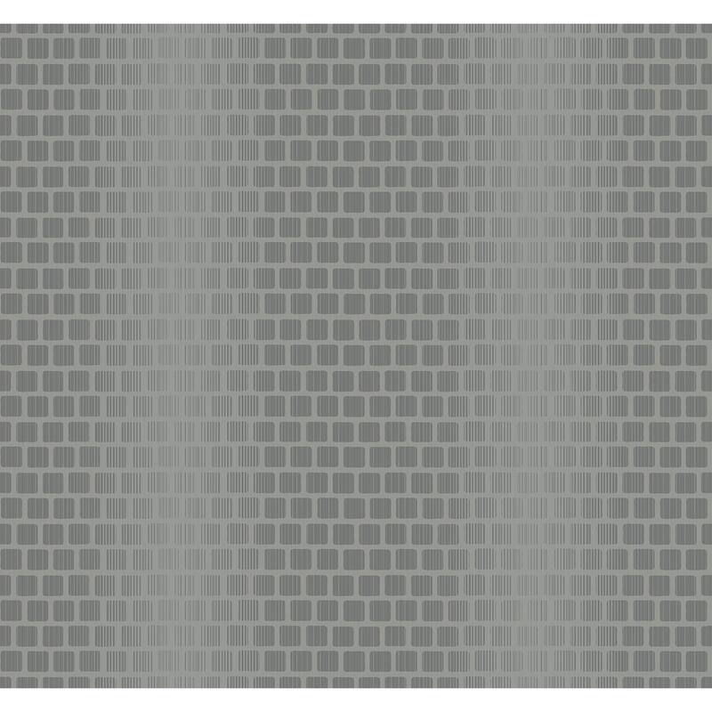 Seabrook Designs Ellery Centerblocks Unpasted Wallpaper - 27 in. W x 27 ft. L - Metallic Ash