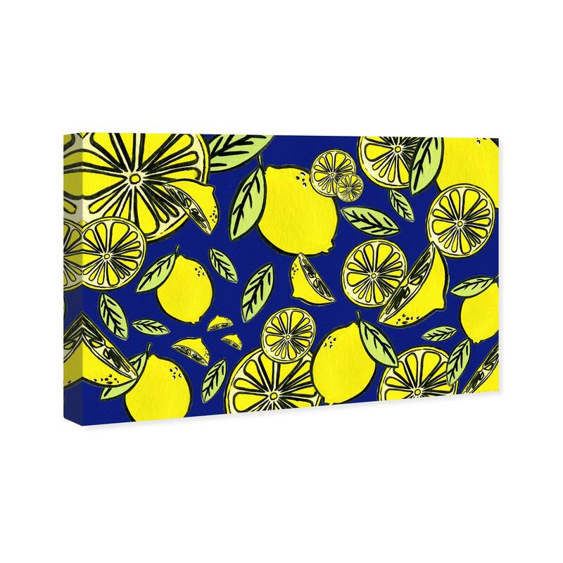 Wynwood Studio 'Juicy, Sweet, And Sour' Food and Cuisine Wall Art Canvas Print Fruits - Yellow, Blue