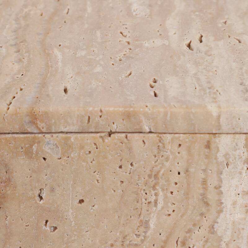 Travertine Decorative Box with Lid - Tan