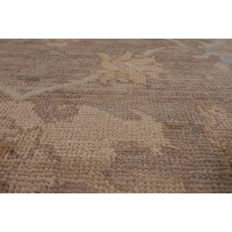 Transitional Oushak Area Rug Hand-Knotted Floral Wool Carpet - 8'9" x 11'7"
