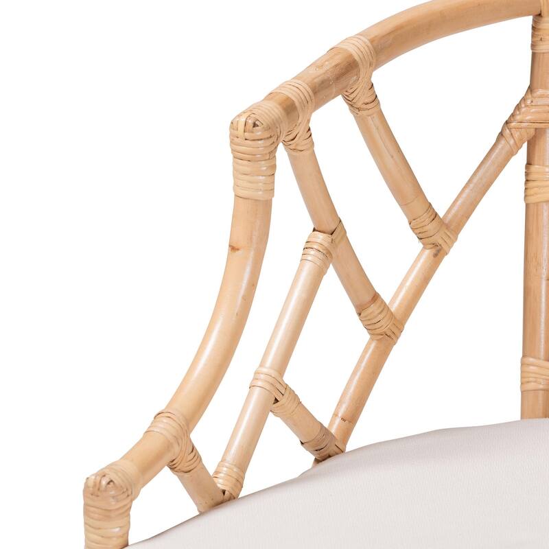 Padma Natural Rattan Dining Chair - Handwoven Barrel Accent Chair with Bamboo-Style Frame and Lattice Detailing