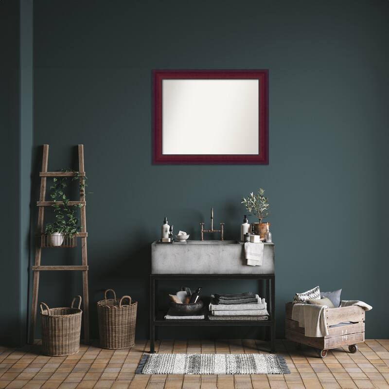 Canterbury Cherry Non-Beveled Wood Framed Bathroom Vanity Wall Mirror - Canterbury Cherry
