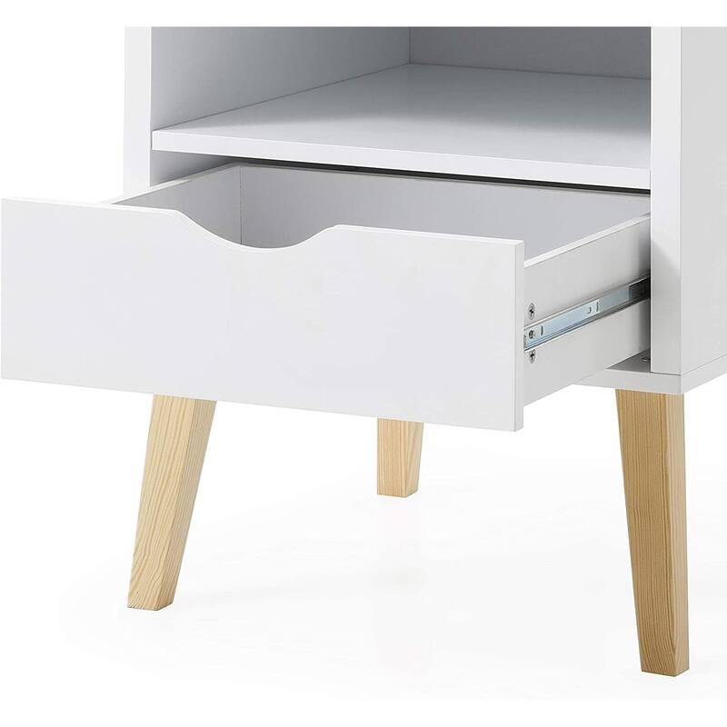 Mid-Century Modern Nightstand - White Accent Table