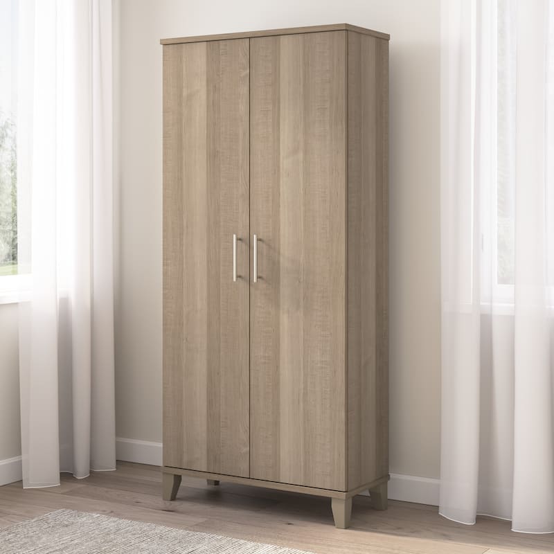 Somerset Tall Storage Cabinet with Doors and Shelves by Bush Furniture - Ash Gray