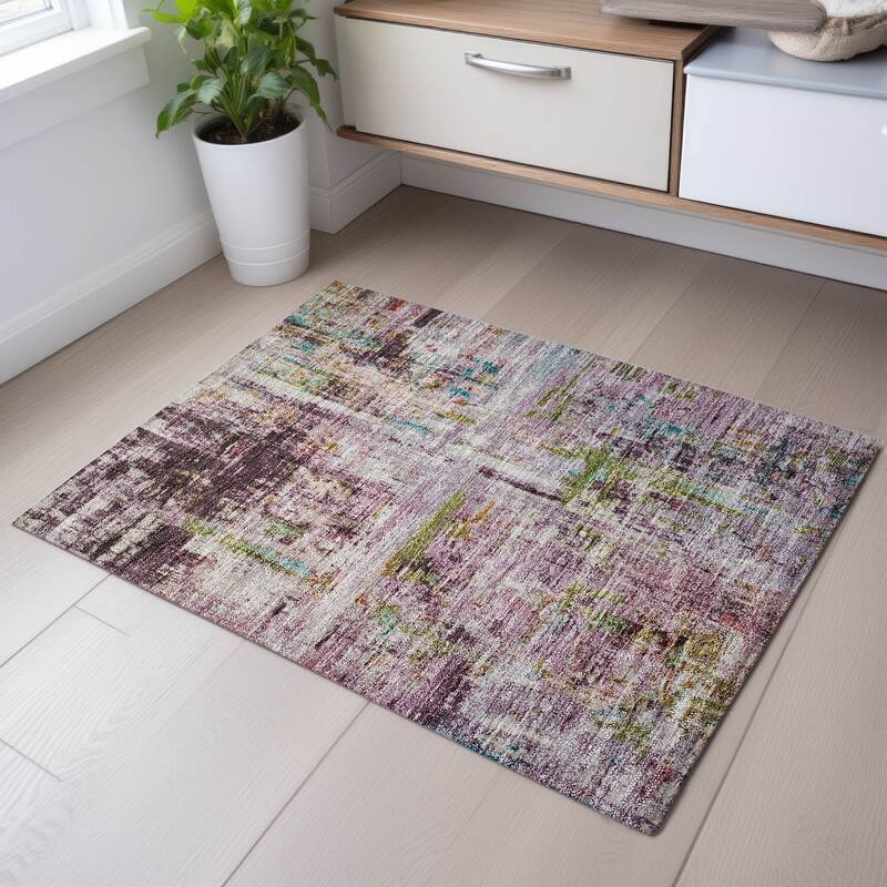 Premium Washable Super Soft Chic Modern Mayfield Rug - Lavender - 1'8" x 2'6"