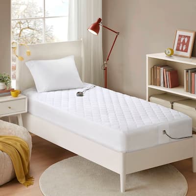Beautyrest Cotton Deep Pocket Heated Mattress Pad-20 Heat Settings - White