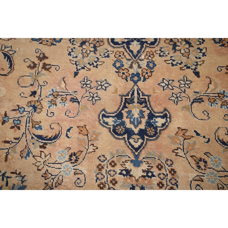Traditional Mashad Vintage Persian Area Rug Hand-Knotted Wool Carpet - 9'6" x 12'6"