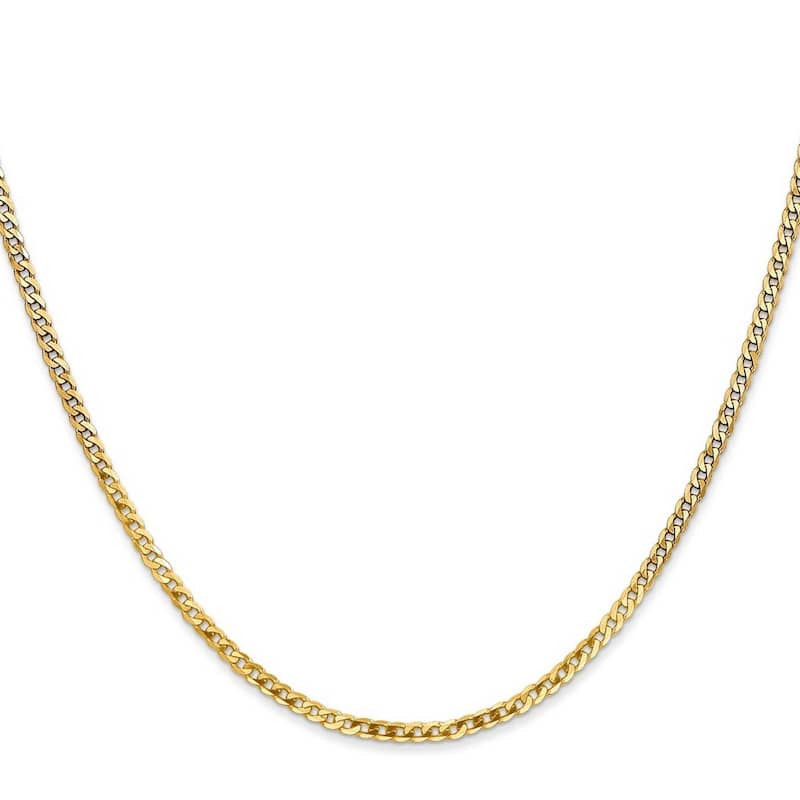 Curata 14k Yellow Gold 2.2mm Beveled Curb Chain Bracelet Options: 7" 8"