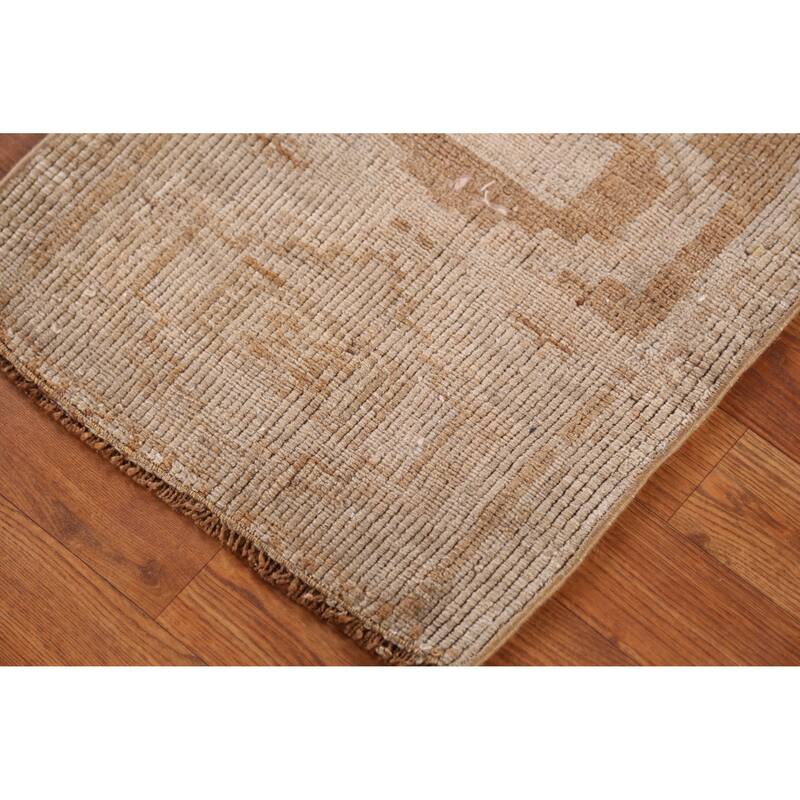 Hand Knotted Oriental 100% Wool Carpet Transitional Geometric Beige & Ivories Anatolian Area Rug - 2' 4'' X 1' 5''