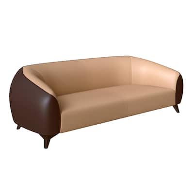 3 Seater Sofa Solid Wood Frame Upholstered in Vegan Leather with Metal Legs Opula Series by LeisureMod