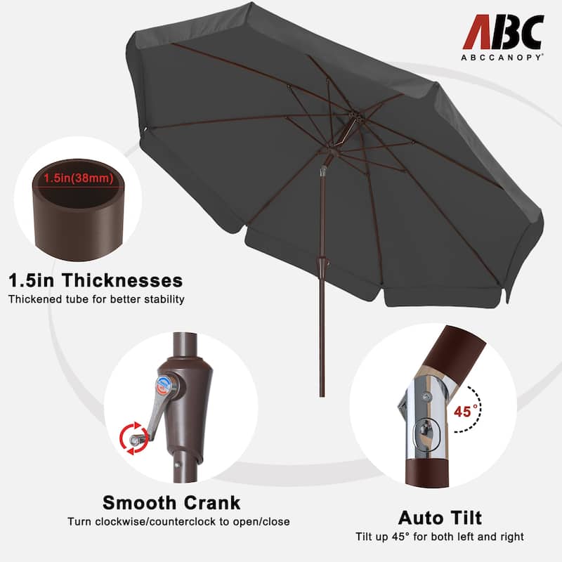 ABCCANOPY 10FT Outdoor Table Market Umbrella Tilt and Crank for Garden