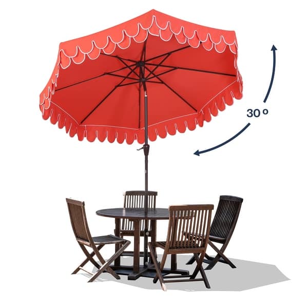 9 patio umbrella with valances Outsunny Garden Umbrella: 9ft, Blue Stripe Tilt Crank and Ruffled Design for Deck and Pool Shade Offering a second home to jetsetters and cinema stars SAFAVIEH Outdoor Naima Valance 7.5