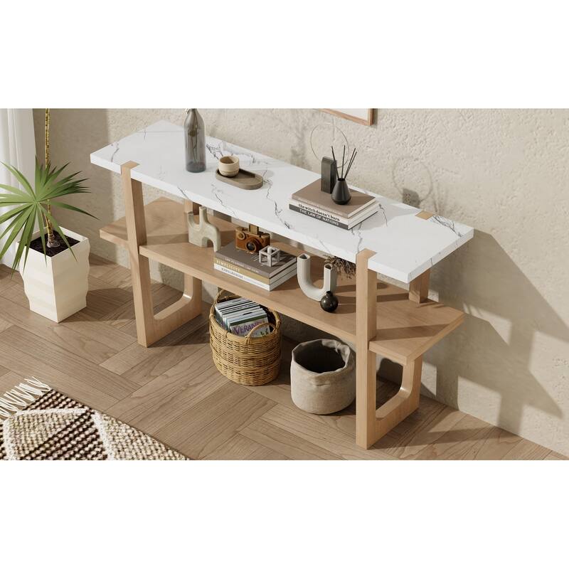 Retro Entryway Table with Open Shelf