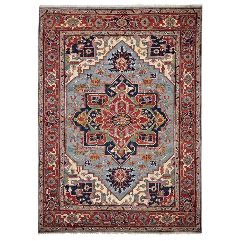 ECARPETGALLERY Hand-knotted Serapi Heritage Light Denim Blue Wool Rug - 8'11 x 12'2