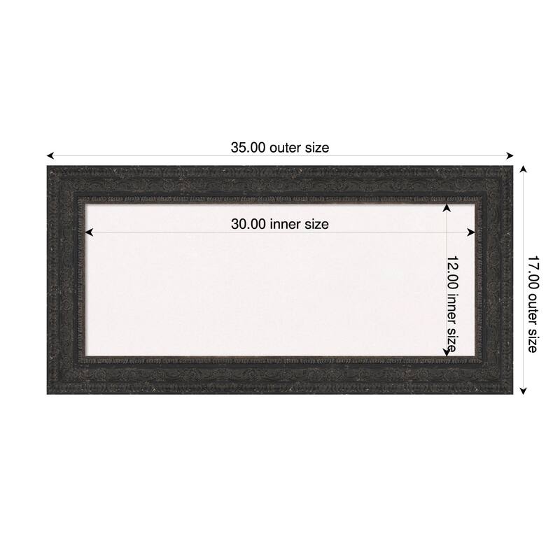 Attic Aged Black Wood Framed Cork Board - Bulletin Board, Organization Board, Pin Board - White - 35 x 17 in