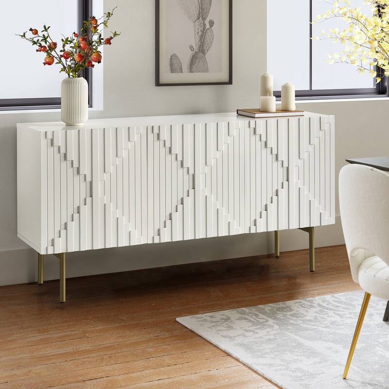 Reginald Modern 58" Wide Sideboard with Cable Management & Adjustable Feet by HULALA HOME - White