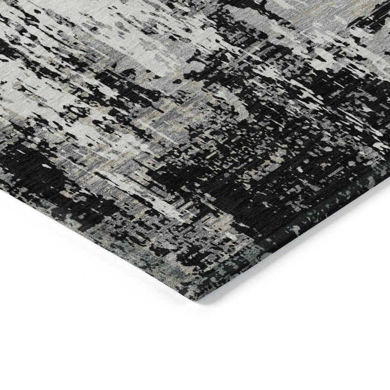 Machine Washable Indoor/ Outdoor Abstract Chantille Rug