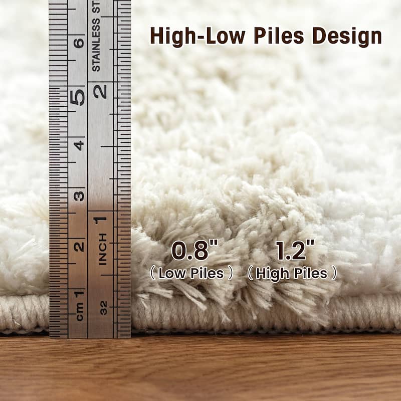 Glitzhome Modern Geometric Abstract Pattern High-Low Shag Area Rugs
