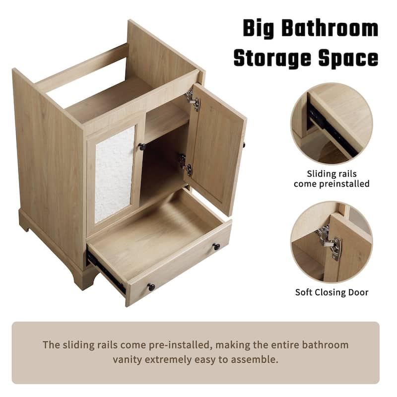 24" Ready-to-Assemble Bathroom Vanity with Sink Base, Wooden Cabinet