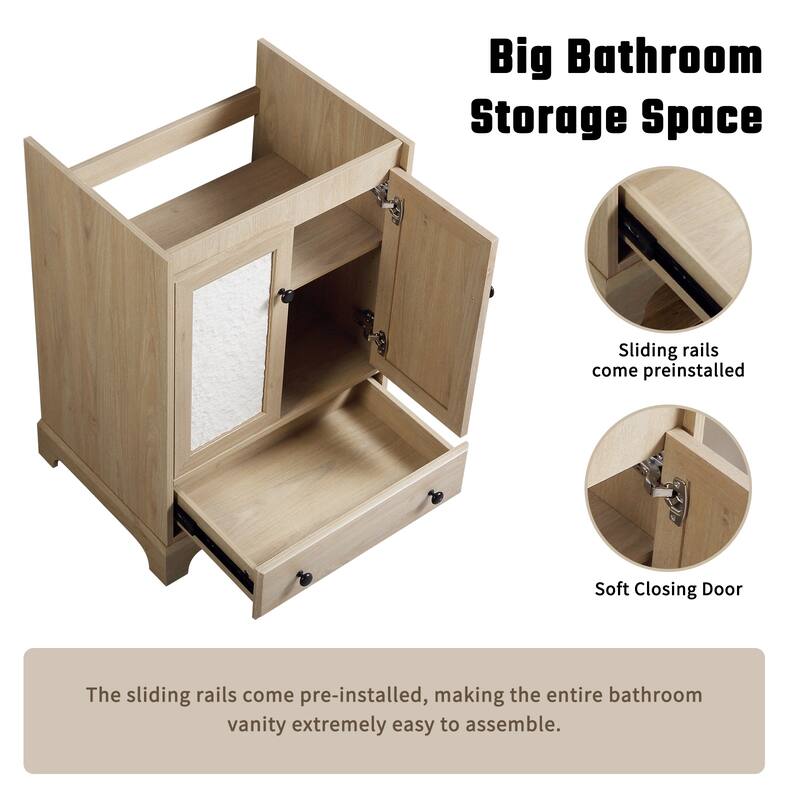 GDFStudio - Nathan Modern Freestanding Bathroom Vanity with Ceramic Sink and Soft-Close Storage Drawer