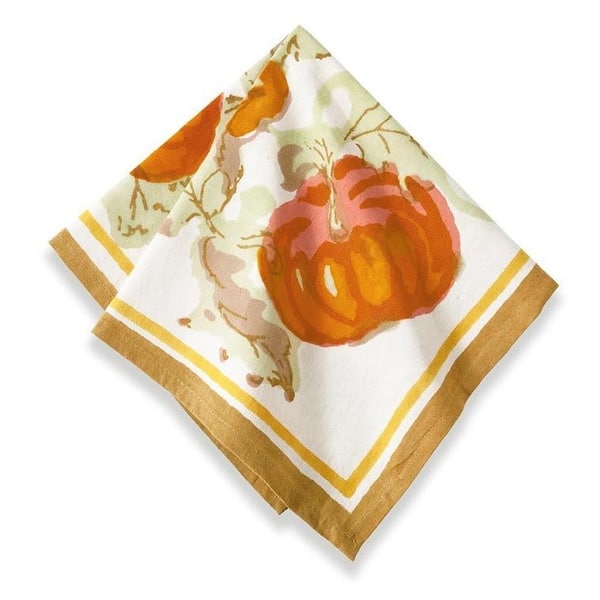 slide 2 of 6, Couleur Nature Harvest Pumpkin Square Cotton Napkin (Set of 6) Yellow