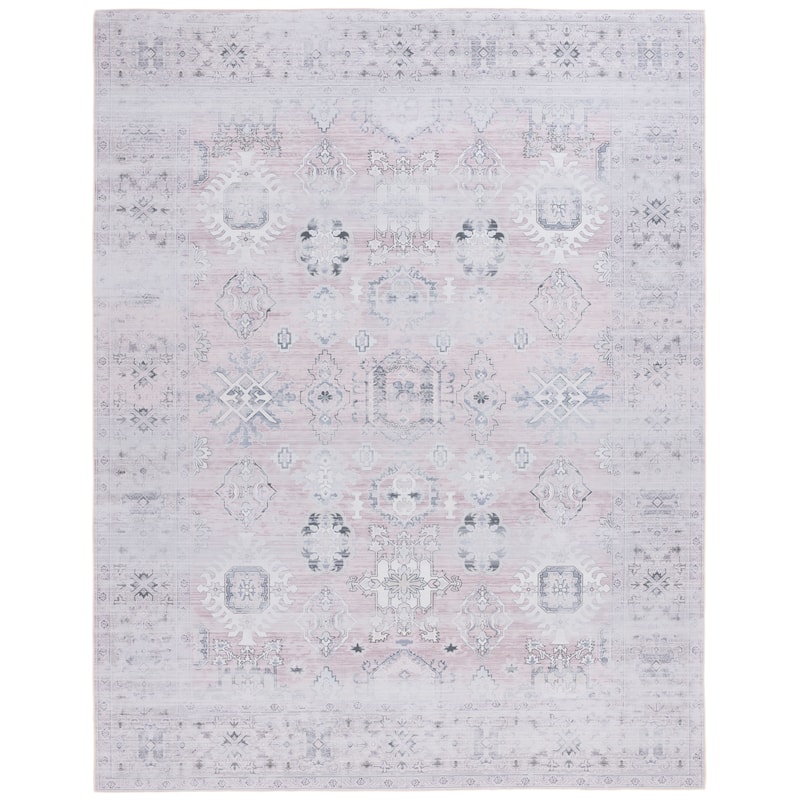 SAFAVIEH Tucson Machine Washable Slip Resistant Dorcas Oriental Medallion - 9' x 12' - Pink/Beige