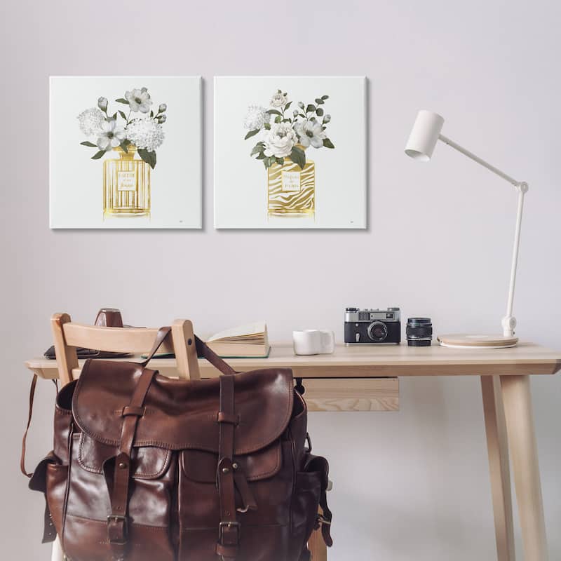Stupell Glam Detailed Perfume Bouquets Canvas Wall Art Design By Nan (Set of 2)