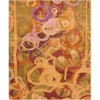 Hand Knotted Pipa Wool Area Rug - 8' x 10' - 8' x 10'