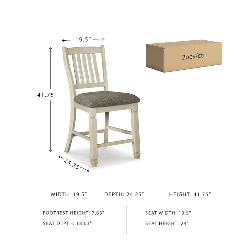 Bolanburg Counter Height Bar Stool - Set of 2 - Antique White - 19.75" W x 23.5" D x 42.13" H