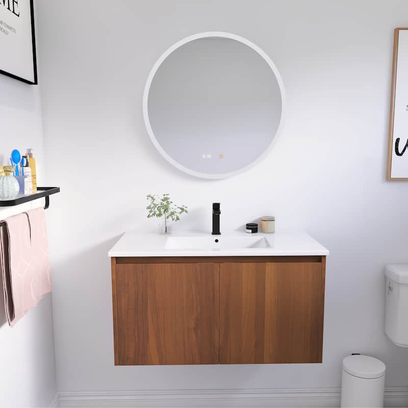BNK 24"/30"/36" Single Sink Bathroom Vanity with Soft Close Door, Modern Floating Vanity