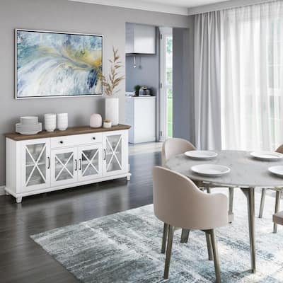 Two-Tone Modern Farmhouse Sideboard, White/Birch