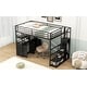 preview thumbnail 6 of 15, Metal Full Size Loft Bed with Storage and Wardrobe and Lockers for Home,Black