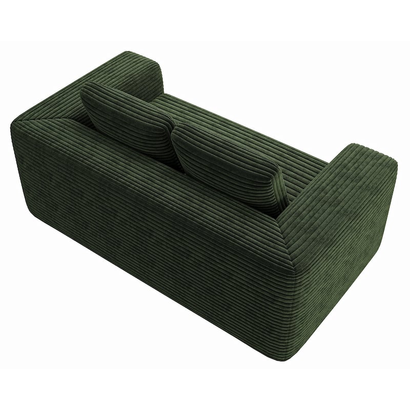 Anmytek Green Corduroy 2-Seater Memory Foam Sofa in a Box Easy Transport No Assembly