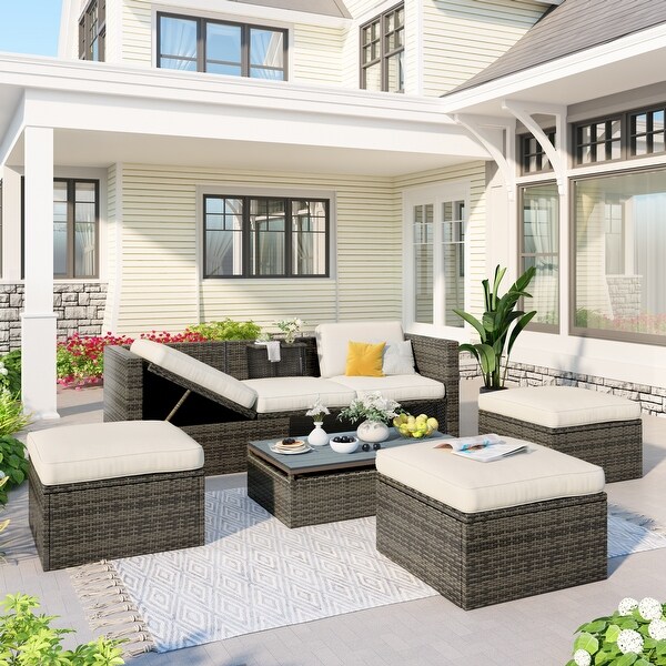 Outdoor sofa with adjustable table sale