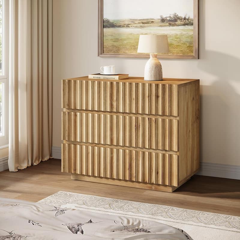 Oversized Solid Wood Nightstand with Drawers, 31.5" Night Stand Side Table Bedside Table End Table for Bedroom, Living Room