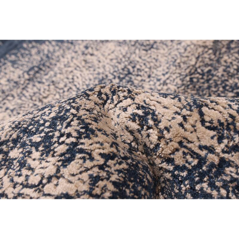 ECARPETGALLERY Hand Loomed Elysian Beige, Dark Navy Rug - 7'10 x 9'11