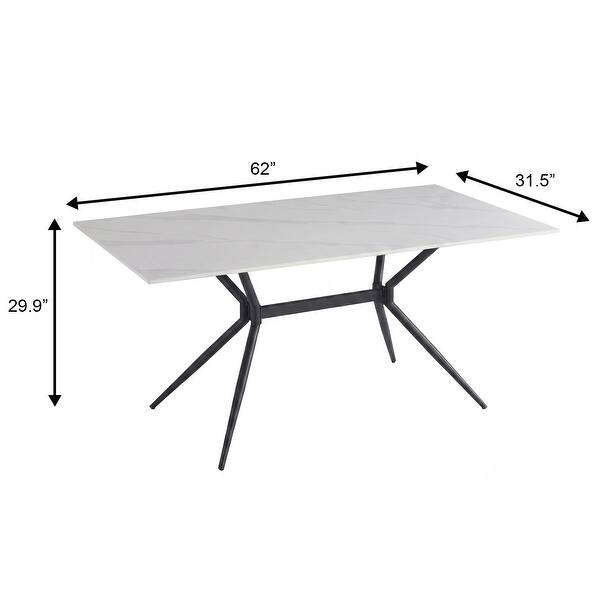 dimension image slide 13 of 20, Elega Modern Sintered Stone Dining Table Modern Trestle Base Powder-Coated Steel Frame Kitchen Table - 47"-71"