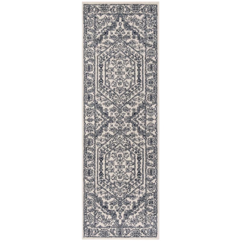 SAFAVIEH Adirondack Sian Rustic Oriental Medallion Rug - 2'6" x 8' Runner - Ivory/Navy
