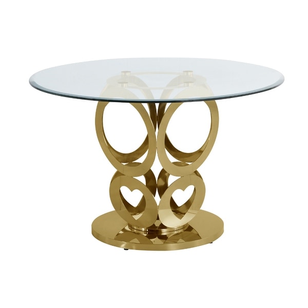 Best Quality Furniture Round Glass Dining Table w/Stainless Steel Base. Opens flyout.