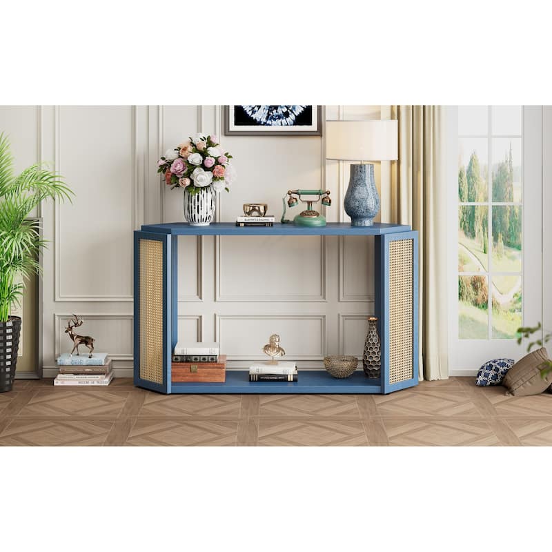 Narrow Console Table with Unique Irregular Top Design