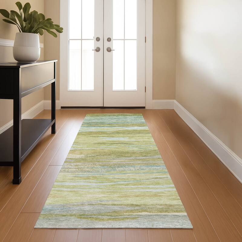 Premium Washable Super Soft Modern Stripes Mayfield Rug - Sage - 2'3" x 7'6"